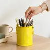 Portalápices Creativo Almacenamiento Cubo de Hierro Arte en Hierro de Escritorio Portalápices Adorno Decorativo Suculenta Planta Verde Cilindro de Hierro Cubo para Flores