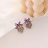 Pendientes de plata s925 con forma de lazo dulce, estilo japonés y coreano, con lentejuelas rosas, bonitos pendientes con clip para las orejas para niños.