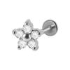 Wuaobao Zircon Lip Nail Flower Shape Grasp Zircon Brincos Opala Espiral Dente Interno Lábio Unha Aço Inoxidável Osso Da Orelha Unha