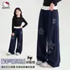 Calças casuais largas de outono para meninas, novo estilo 2026, calças largas color block da moda e versáteis com acabamento em renda para crianças mais velhas