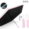 Paraguas de bolsillo ultrapequeño coreano y japonés, miniparaguas de sol para mujer, alto valor estético, mango retráctil oculto, doble uso para sol y lluvia