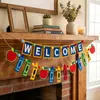 Exclusivo para ventas transfronterizas: Banner de temporada de regreso a clases de fieltro, decoración de área de aprendizaje, juego de crayones de manzana BIENVENIDO, envío OEM