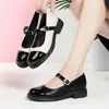 Zapatos de piel para mujer Mary Jane de bloques de color, corte bajo, nueva colección de otoño 2026, zapatos de tacón grueso, mocasines franceses vintage