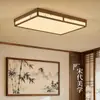 Luminária de teto estética estilo Song "Wanzhao", nova luminária principal estilo chinês para sala de estar, luminária de 6 luzes em madeira de nogueira para quarto e sala de jantar, ferro