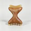 Masajeador rascador de cuerno de sándalo verde, peine de masaje de cuerno con forma de arco, peine de madera portátil para uso doméstico, peine de cuerno portátil