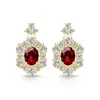 Brilho ao vivo venda quente brincos de imitação de gema colorida prata S925 brincos de tarraxa cor de ovo de pombo brincos de imitação de luxo formato de ovo Moissanite joias