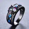 Anel Redondo com Diamante Preto Dourado Rosa Vermelho Rosa Aobao Estilo Ins Amazon Europeia e Americana Anel Versátil para Mulheres