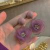 Pendientes de borlas exageradas de color vino tinto con diseño vintage de rosa ardiente, pendientes con forma de flor