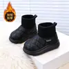 Sapatos de algodão para meninas, botas curtas de inverno forradas com fleece e espessadas para crianças, sapatos tipo meia da moda para meninas, botas de neve quentes para bebês, sapatos para crianças pequenas