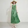 Vestido sin mangas plisado Miyake para mujer, nuevo modelo de verano, estampado degradado de color dopamina, vestido largo línea A que estiliza