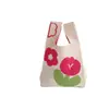 Bolsa de tricô bolsa de presente bolsa de presente atacado bolsa tote bolsa de lã lancheira bolsa portátil flores ins estilo fofo