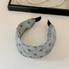 Goma para el pelo de gasa con lunares azul brumoso estilo coreano para mujer, Goma para el pelo de encaje de alta gama con alta elasticidad, Diadema ancha