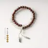 Pulseira de Contas Douradas de Sândalo e Jade Tianshan, Estilo Chinês JinmuNew, Tecida à Mão, Estilo Nacional Exquisito, Realça a Tez, Pulseira de Círculo Duplo Presente