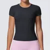 Nueva Camiseta de Manga Corta para Mujer Transfronteriza Ajustada Sensación de Nube Control de Abdomen Fitness Running Secado Rápido Top Casual de Yoga
