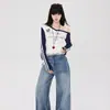 Jeans retro de pierna recta estrecha para mujer, nuevo modelo de otoño 2026, pantalones azules lavados de cintura alta para alargar la figura y de largo completo