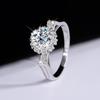 Anillo de Moissanita con Orejas de Gato y Flor, Anillos de Pareja, Propuesta, Boda, Regalo de Cumpleaños con Diamante de Ocho Corazones y Ocho Flechas