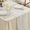 Novos produtos transfronteiriços Caminho de mesa enrugado Gaze Toalha de mesa translúcida Toalha de mesa para festa de feriado Toalha de mesa de casamento Twist Caminho de mesa enrugado