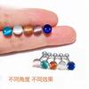 Europa y Estados Unidos transfronterizo nuevo 14g acero inoxidable degradado color mágico Piedra Ojo de Gato barra para lengua multicolor gota de aceite aro para lengua joyería para piercing