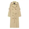 Moda femenina europea y americana transfronteriza AliExpress súper ventas casual retro doble botonadura holgada gabardina chaqueta