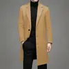Abrigo de lana de longitud media ajustado estilo coreano para hombre de AliExpress, color liso de moda, gabardina de mezcla de lana para hombre de talla grande