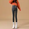 Pantalones de Maternidad Invierno Otoño Más Terciopelo Engrosado Ropa Exterior Pantalones Base Embarazo No Constriñen el Vientre Casual Petite Soporte Pantalones para el Vientre