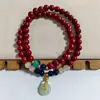 Pulseira Anti-Cinnabar Lótus Pixiu Multi-Círculo para Atrair Riqueza, Pulseira de Contas Budista Areia Dourada Roxa, Transmissão ao Vivo Transfronteiriça, Atacado de Joias Douyin