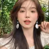 Pendientes de Gota de Agua Borgoña para Mujer, Estilo Retro de Hong Kong, Temperamento Francés, Pendientes Acrílicos, Pendientes Exagerados de Gama Alta, Pendientes de Tuerca y Pinzas para Orejas