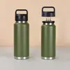 Botella de Agua Deportiva Portátil de Acero Inoxidable de 36 oz con Recubrimiento en Polvo, Taza Portátil Aislada para Exteriores con Asa, Botella de Agua para Ciclismo y Senderismo