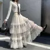Falda de Malla Multicapa Esponjosa Estilo Pastel para Mujer de Principios de Primavera Falda de Ballet Francesa de Cintura Alta Línea A de Longitud Media