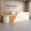 Mostrador de recepción de empresa de estilo chino nuevo, mostrador de recepción, caja registradora, mostrador de vestíbulo, escritorio de oficina pequeño, moderno y sencillo para tienda