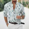 Camisa Masculina Europeia e Americana Transfronteiriça Nova Primavera e Outono Estilo Palácio Impressão Digital 3D Tendência Manga Longa