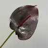 Flor artificial de un solo tallo con textura impresa en 3D, anturio rojo, flor flamenco grande para arreglos de banquetes de boda y compromiso, flores artificiales al por mayor