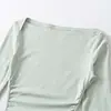Ropa de mujer al por mayor estilo europeo y americano transfronterizo, nueva colección de principios de otoño, estilo puro deseo, cuello barco, plisado, ajustado, manga de tres cuartos, vestido Rachel
