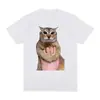 Transfronterizo 180g2025 Camiseta Gato Tor Gato Lindo Tendencia de Meme de Gato Camiseta Milenio Ropa para Hombre y Mujer Algodón Suave
