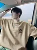 Camiseta Retro Americana de Manga Corta para Hombre, Marca de Tendencia de Verano, Camiseta de Algodón Puro Blanca de Cuello Redondo de Manga Media, Peso Pesado, Holgada, Talla Grande