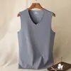 Chaleco térmico de terciopelo de doble cara, versátil, para hombre, ropa interior, para otoño e invierno, con forro polar, ajustado, sin mangas, cuello en V
