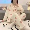 Pijama de otoño 2022 para mujer, pantalones de manga larga, cárdigan holgado, traje coreano dulce y lindo para chica, ropa de casa
