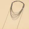 Collar de Cadena de Múltiples Capas con Borla Transfronterizo Europeo y Americano, Cadena para Clavícula de Lujo Ligero y de Alta Gama, Joyería Minimalista de Nicho para Mujeres al por Mayor