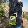 Bolso Cruzado de Color Bloqueado con Textura de Niebla Suave para Exteriores Estilo Montaña, Bolso Cruzado Pequeño con Cordón para Parejas, Bolso para Teléfono para Senderismo y Camping