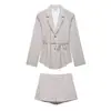 Conjunto de blazer de moda para mujer transfronterizo de AliExpress y pantalones cortos de raya diplomática europeos/americanos, ropa casual cómoda popular, Sudeste Asiático ZA