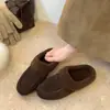 Turbante Retro Pantuflas de Piel Mujer 2026 Otoño Invierno Nuevas de Poner Cómodas Suela Suave Color Oscuro Melamina Medias Pantuflas