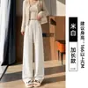 Pantalones de pana de pierna ancha para mujer Otoño 2026 Estilo nuevo Petite Caída Sueltos Casuales Pantalones de chándal de pierna recta Grises