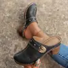 2026 Nuevos Zapatos Mula con Tacón Grueso Tallado Estilo Retro para Mujer, Punta Cerrada, Huecos, Transpirables, Sandalias de Tacón Alto, Estilo Moderno y Versátil