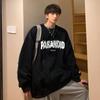 Marca da moda, suéter de gola redonda espessado com forro de lã de algodão, outono e inverno, estilo Hong Kong, camisa solta, camiseta de manga comprida para todos os gostos