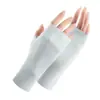 Guantes de Protección Solar Sin Dedos para Mujer Verano Delgados Anti-UV Manicura Exterior Bicicleta Eléctrica Ciclismo Transpirables Seda de Hielo Guantes de Medio Dedo