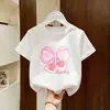 Roupa de Verão Estilo Coreano Novo Estilo Solta Moda Versátil Camiseta de Manga Meia Manga Top para Crianças de Tamanho Médio e Grande, Roupa Infantil, Manga Curta Desenho Animado para Meninas