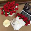 Manta de Crochê Feita à Mão com Flor de Rosa Acabada, Presente de Aniversário, Xale, Decoração de Mesa, Manta de Buquê de Flores Eternas para Amantes