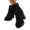 Botas de Comércio Exterior Tamanho Grande para Uso Externo Inverno 2025 Novo Estilo Britânico com Strass Boca de Lã Bico Redondo Salto Grosso Botas