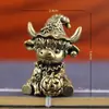 Estatueta de Iaque de Latão Sólido Animal do Zodíaco Antigo Pet de Chá Artesanato de Metal Criativo para Mesa de Casa