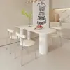 Mesa de comedor de piedra sinterizada color blanco puro con sillas de comedor mesa de negociación minimalista moderna mesa de comedor semicircular económica para apartamentos pequeños hogar